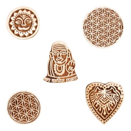 Set of 5 Piece New Mix Wooden Printing Block